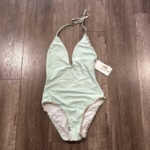 NWT Ondade Mar one piece mint plunge swimsuit 8